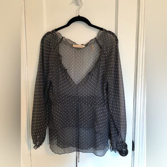 Rebecca Taylor Sheer Silk Polka Dot Blouse - Picture 2 of 4